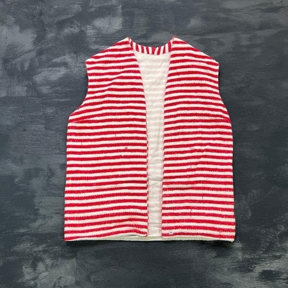 Vintage Striped Terry Cloth Vest Medium Red 1960s USA‎